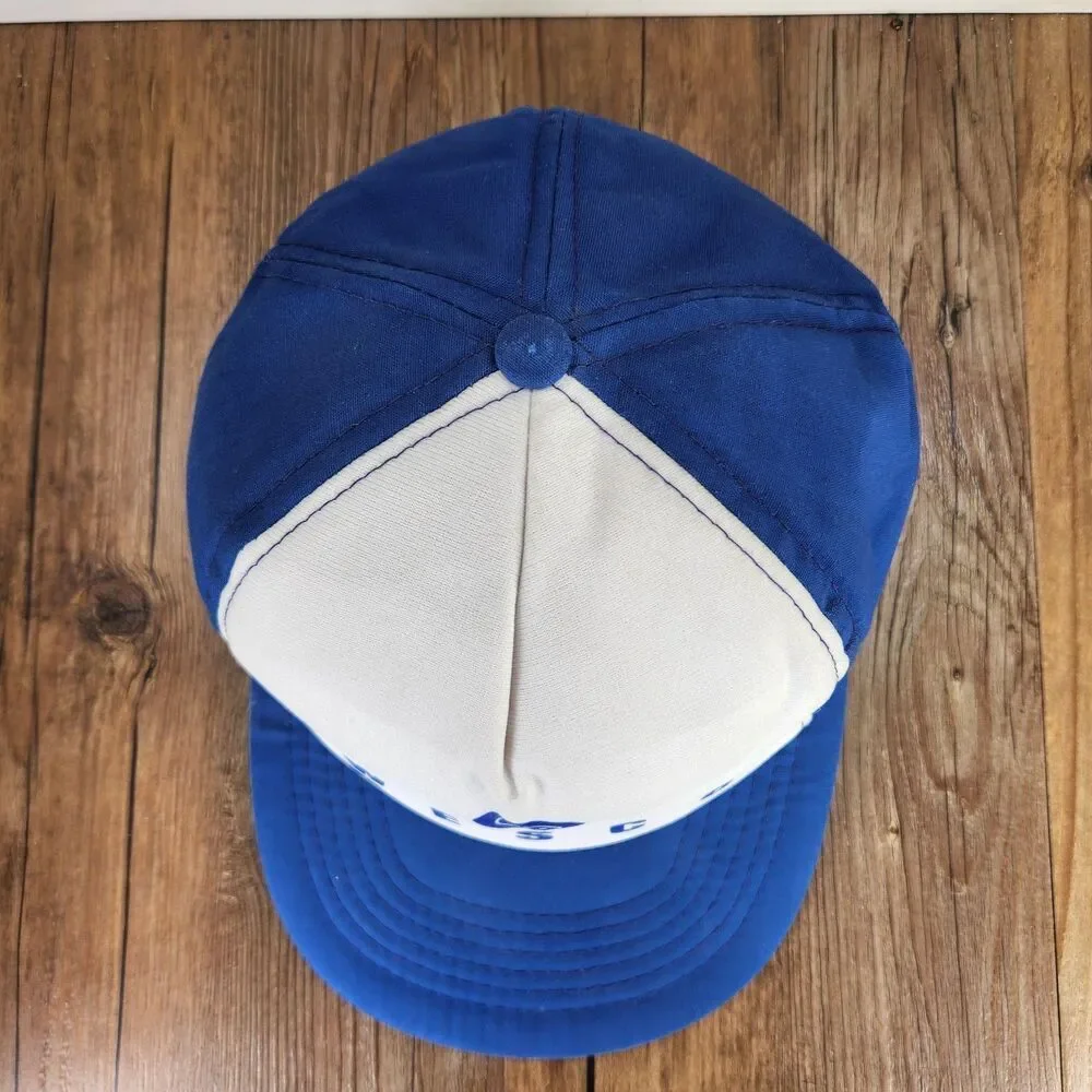 VINTAGE Wesco Foam Trucker Hat Cap White Blue Snapback Young An 80s 90s Farmer